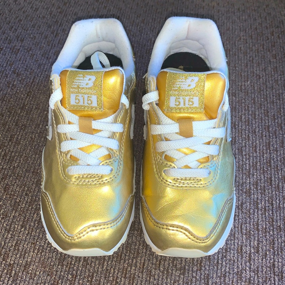 EUC- New Balance Kid's 515 V1 Lace-Up Sneaker, Gold Metallic/White, Size 12